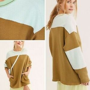 NWT Free People Jordan Oversized Raw Edge Pocketed Sweateshirt, Size XS